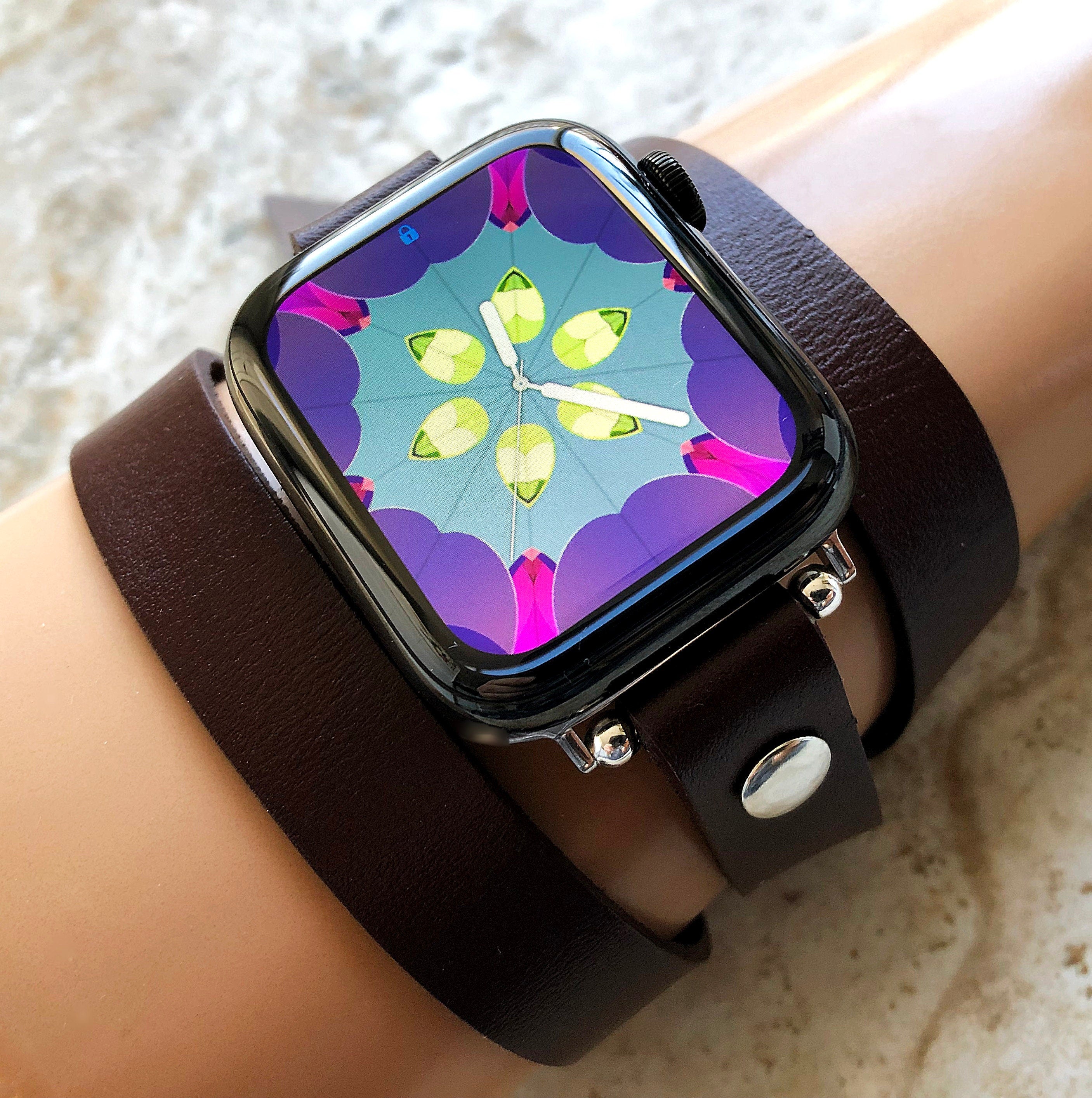 Apple Brown Color Triple Wrap Around Wrist Leather Elegant Band for iWatch All Series 38mm 40mm 41mm 42mm 44mm 45mm 49mm Bracelet Straps